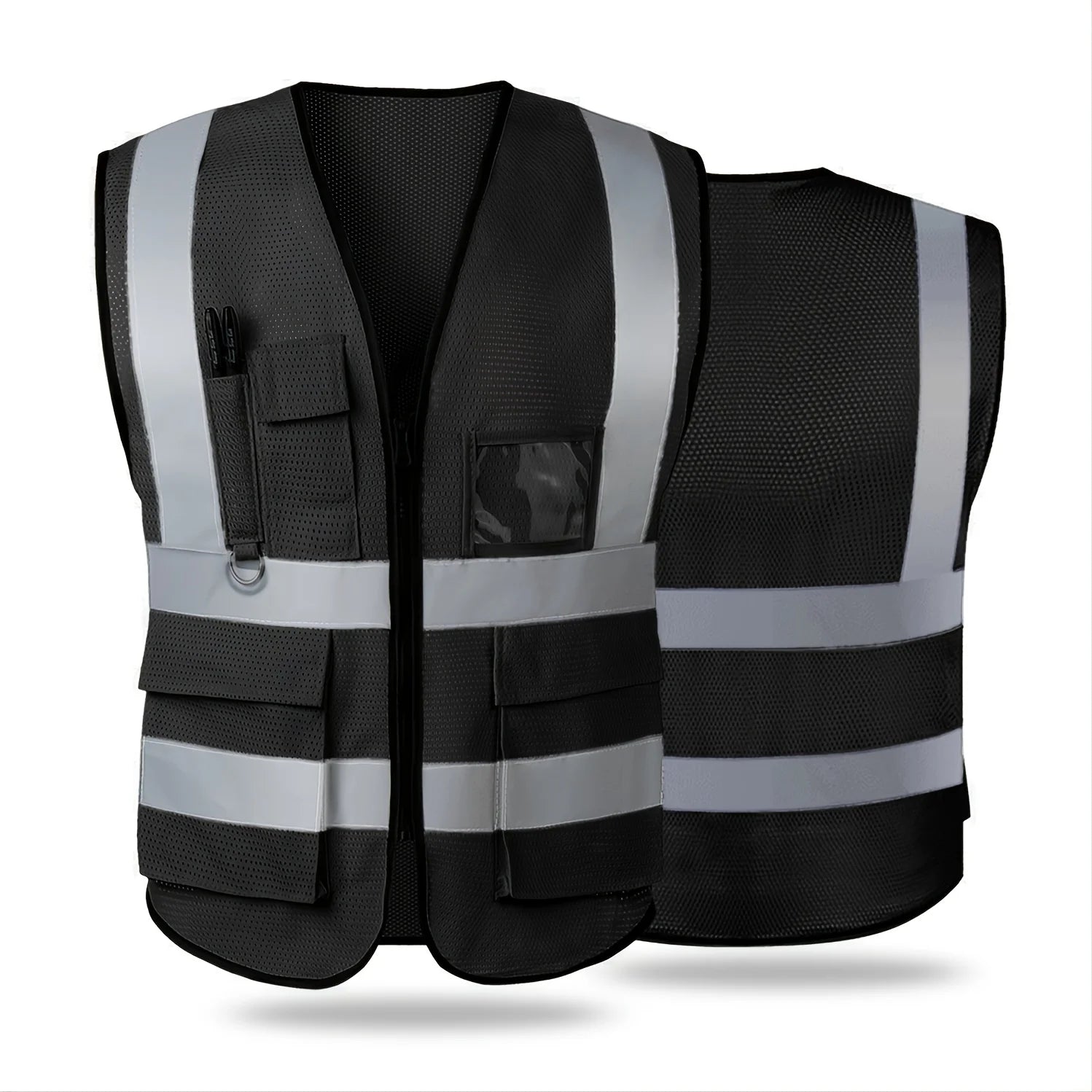 Reflective Safety Vest – ANSI/ISEA Hi-Vis with Zipper Front & Pockets | Gearelo