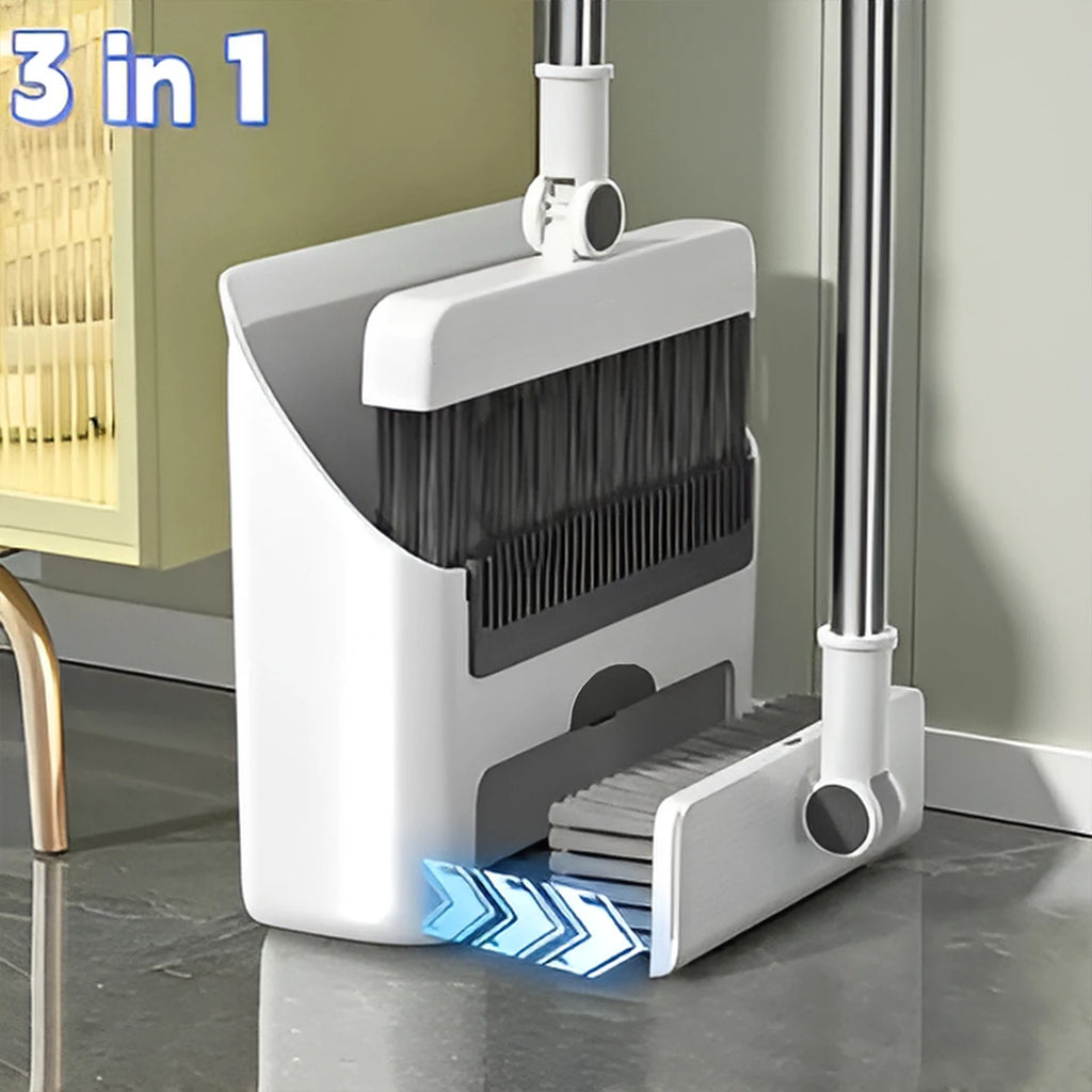 3-in-1 Broom and Dustpan Set – Long Handle Floor Brush Combo – 1set | Gearelo