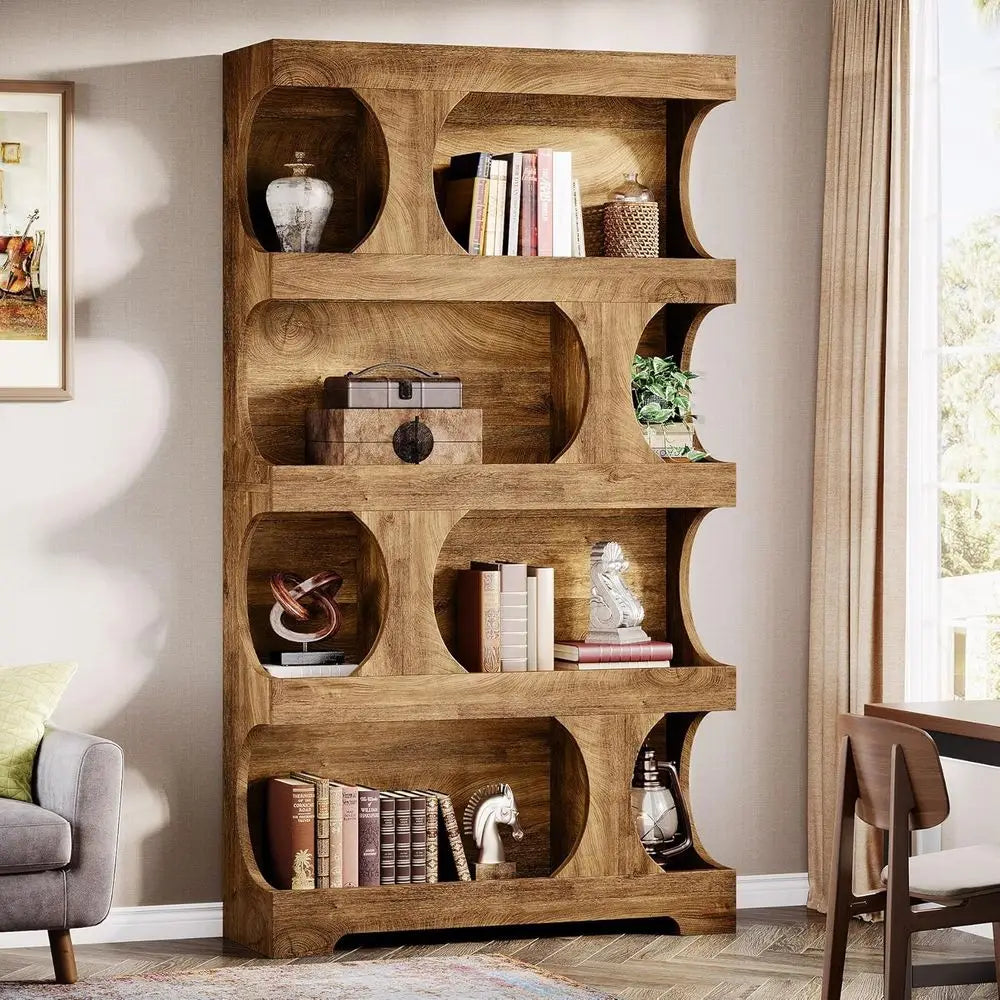 Asymmetrical 4-Tier Bookshelf 71" – Living Room & Home Office Shelf | Gearelo