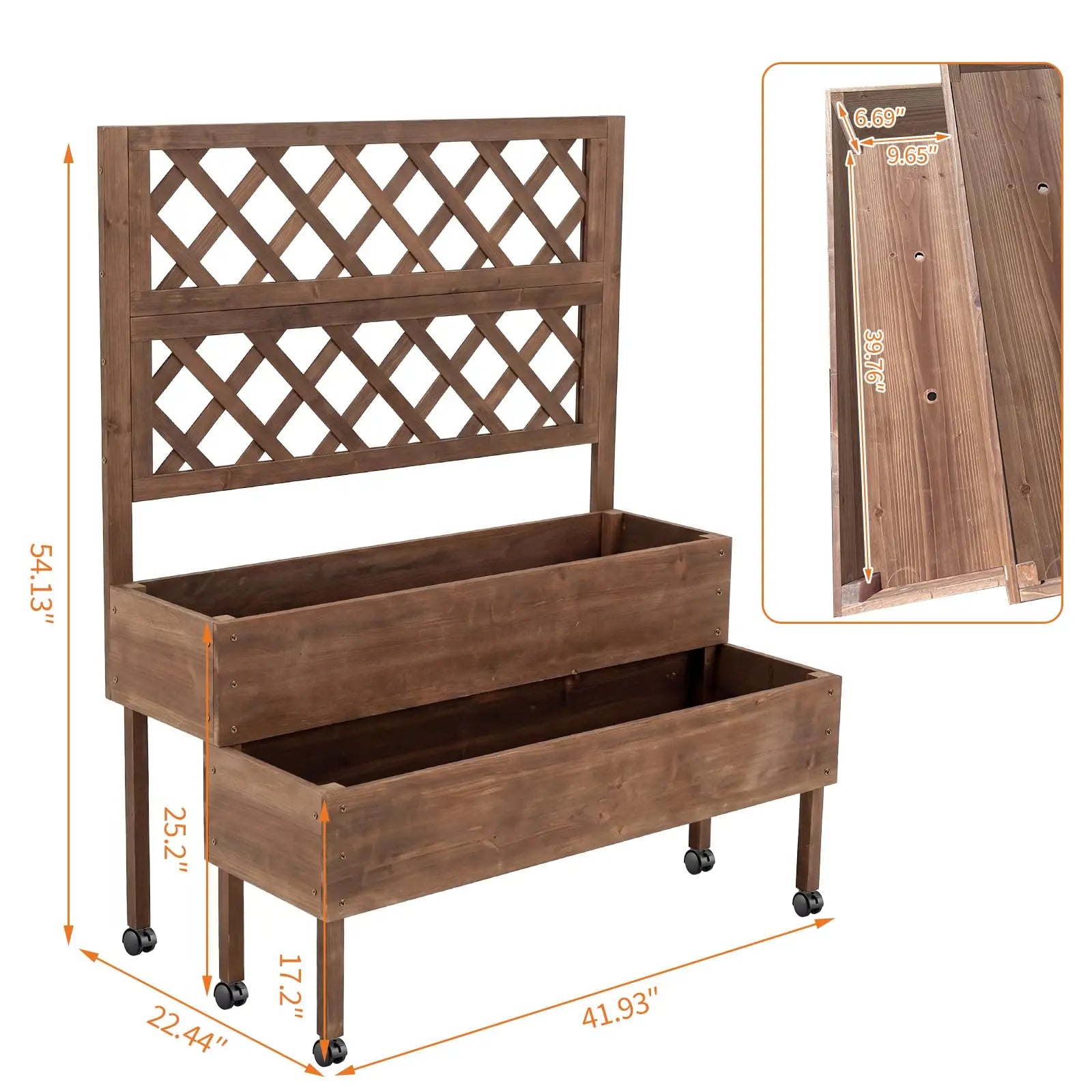 Wooden Raised Garden Bed with Trellis – 2-Tier Elevated Planter | Gearelo