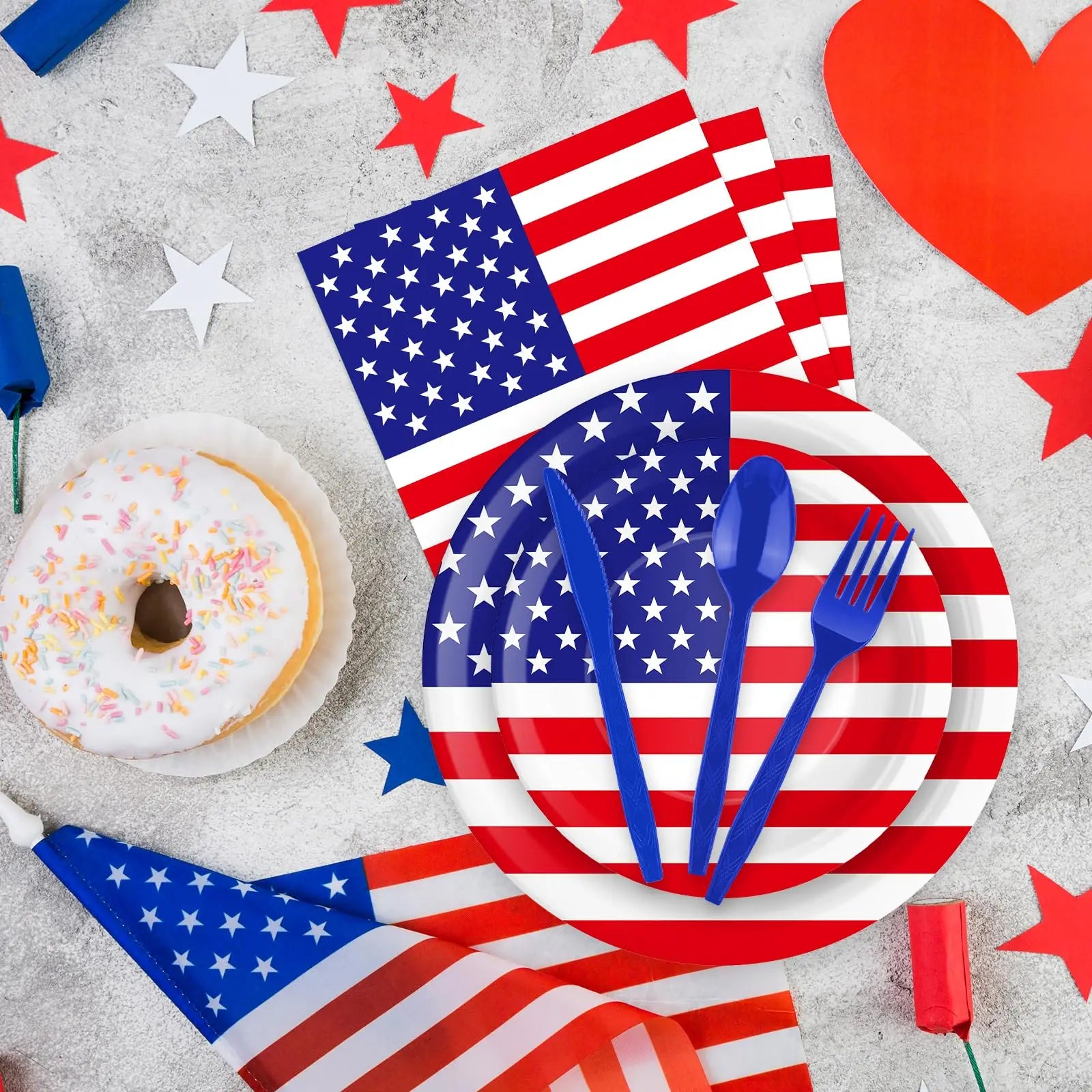 Independence Day Party Supplies Set – American Flag Tableware for 4th of July | Gearelo