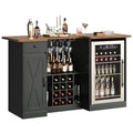 U-Shape Liquor Cabinet with Bar Table – Wine Rack & Glass Holder – Black | Gearelo