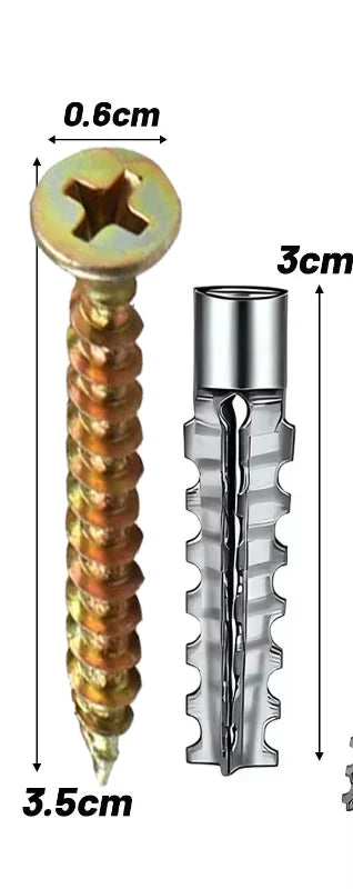 Hollow Wall Anchor Kit – 6/8mm Metal Expansion Screws & Plastic Plugs | Gearelo