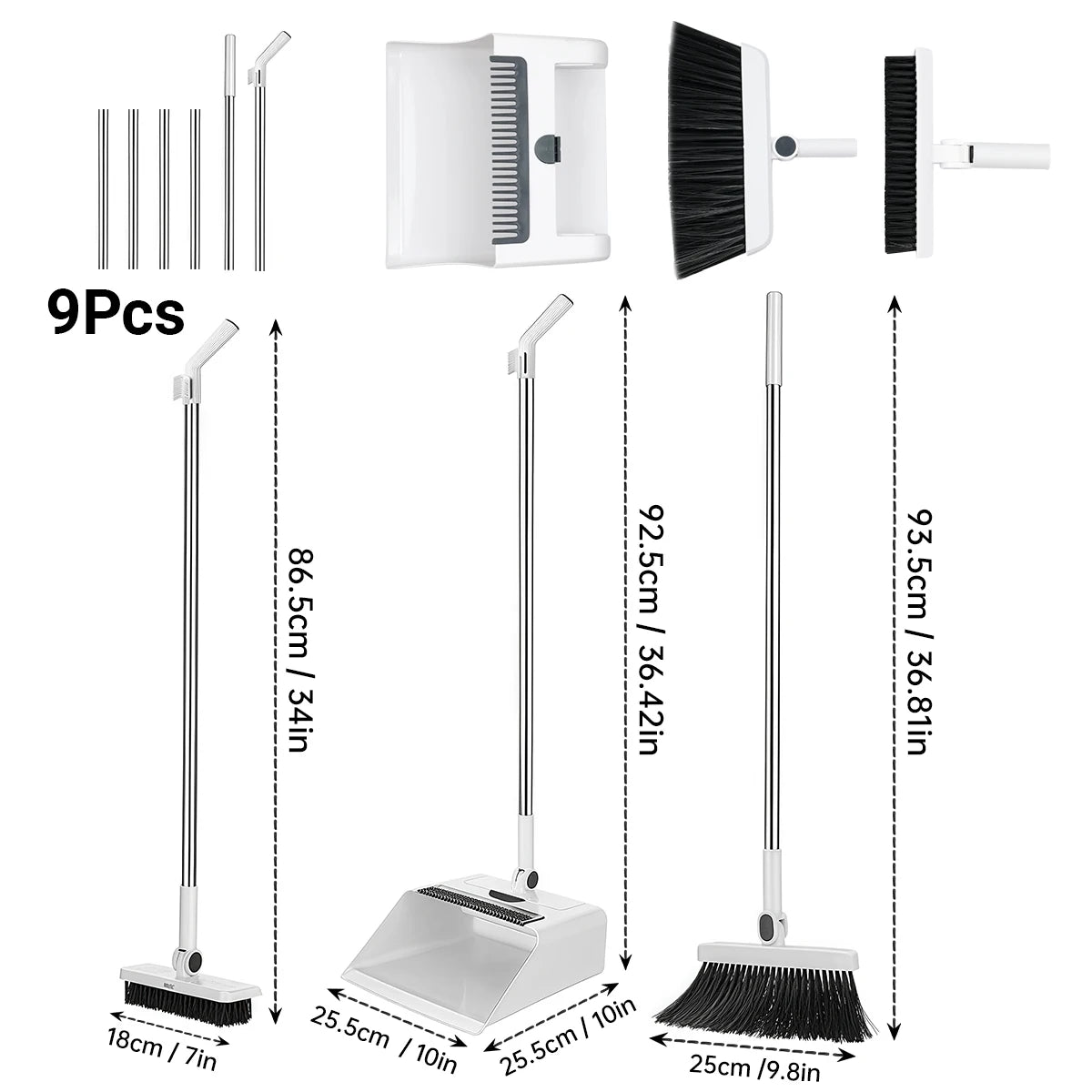 3-in-1 Broom and Dustpan Set – Long Handle Floor Brush Combo | Gearelo