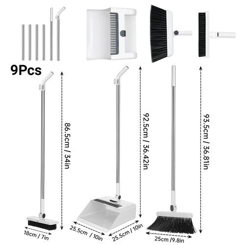 3-in-1 Broom and Dustpan Set – Long Handle Floor Brush Combo | Gearelo