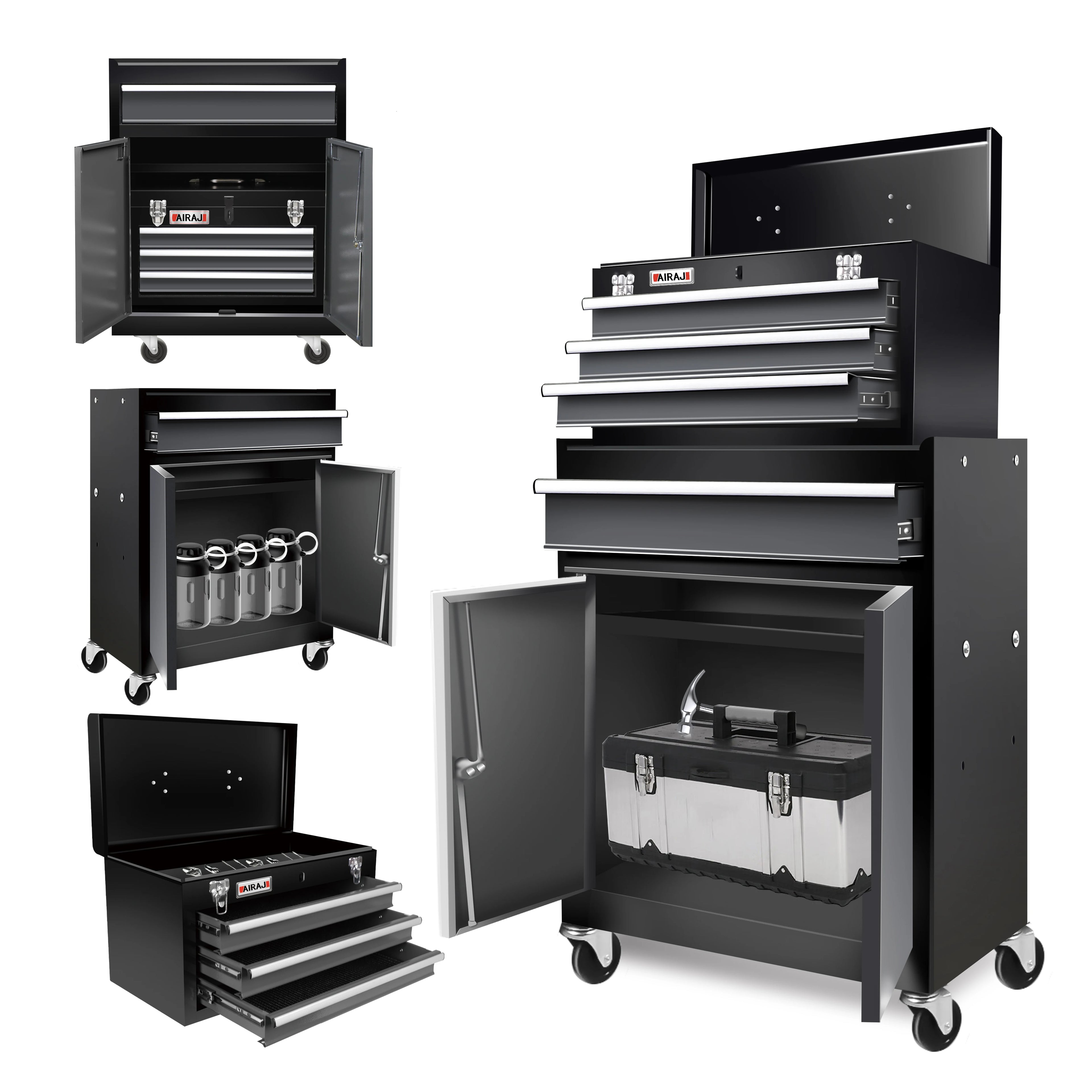 Rolling Tool Chest Cabinet – 4-Drawer Lockable Metal Toolbox with Padded Top | Gearelo