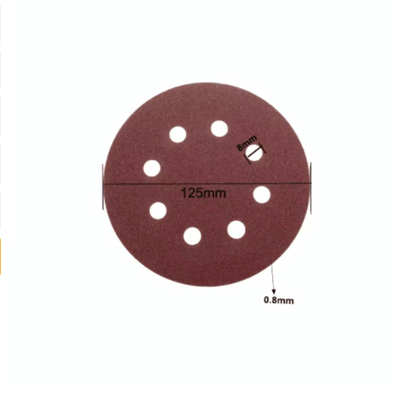 125mm Aluminium Oxide Sanding Discs – 8-Hole Hook & Loop 40-3000 Grit – 80 grit | Gearelo