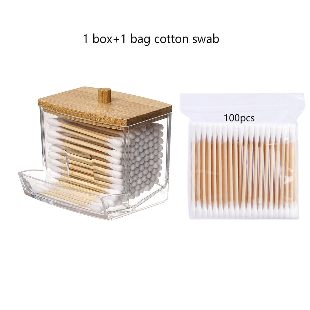Cotton Swab Storage Box – Transparent Flip Lid Q-Tip Container | Gearelo