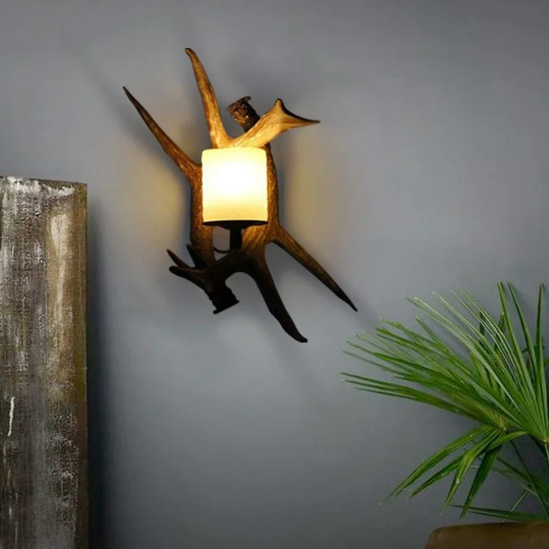 Retro Deer Horn LED Wall Lamp – Antler Light for Living Room | Gearelo