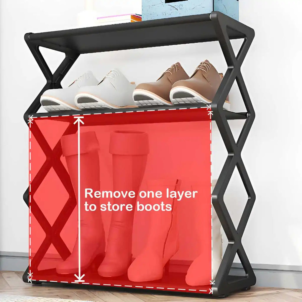 4-Tier X-Type Shoe Rack Organizer – Multifunctional Home & Dorm | Gearelo