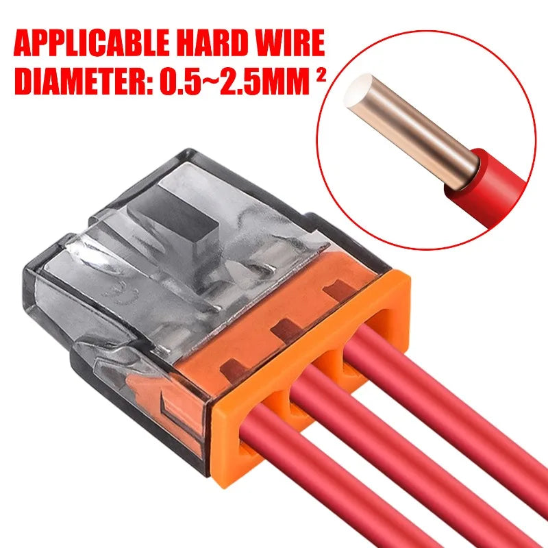 Quick-Lock Wire Connectors – 3-Hole Electrical Splice Terminals – 200PCS | Gearelo