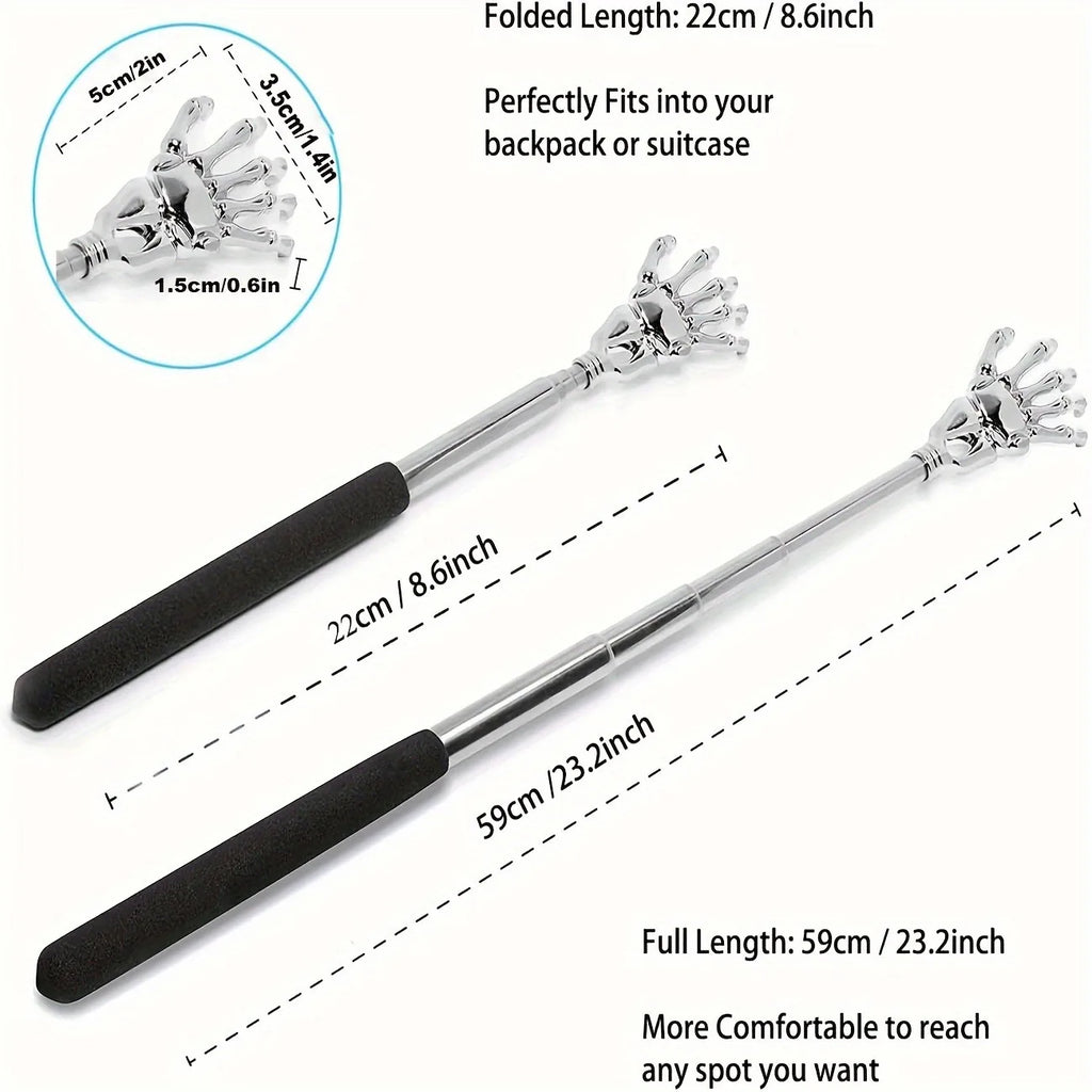Telescoping Back Scratcher – Extendable Stainless Steel for Adults – RED | Gearelo