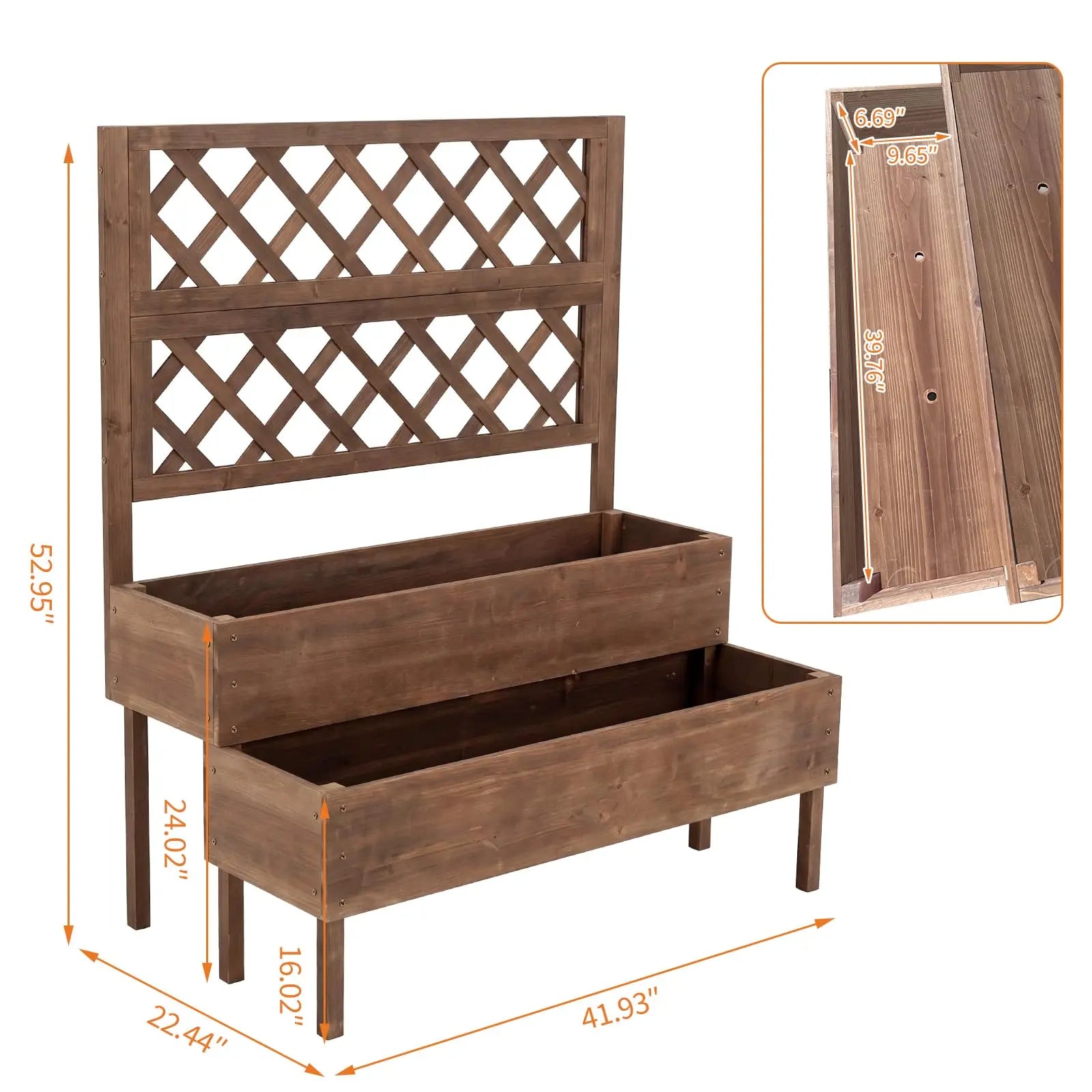 Wooden Raised Garden Bed with Trellis – 2-Tier Elevated Planter | Gearelo