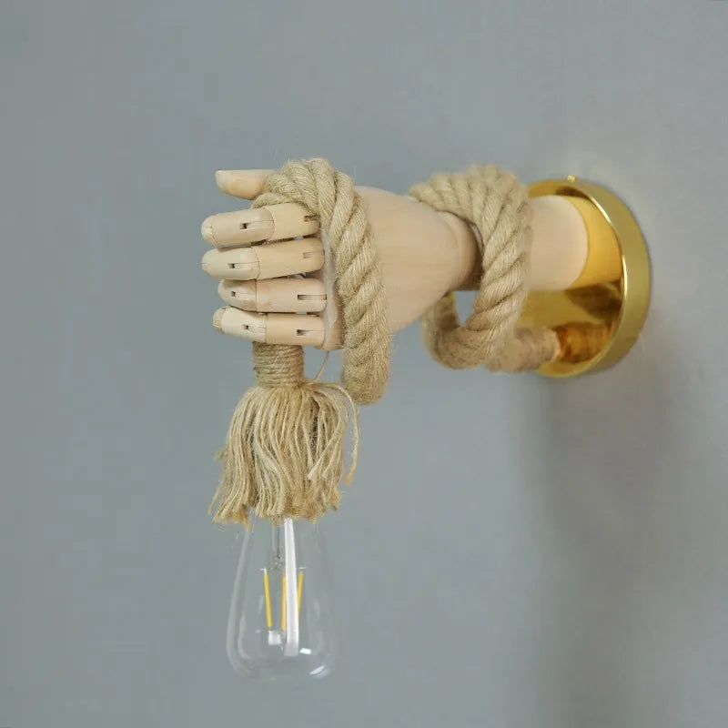 Retro Robot Wall Lamp – Hemp Rope USB-Charged Decorative Light | Gearelo