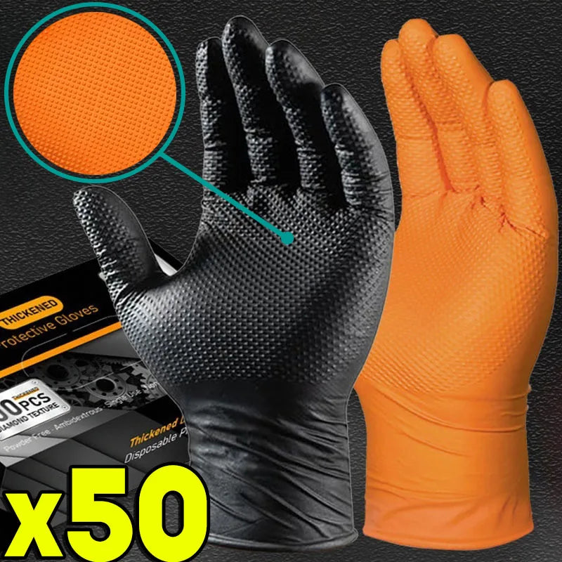 Heavy Duty Nitrile Gloves 8-Mil – Extra Thick Mechanic & Garden – Black- 30pcs | Gearelo