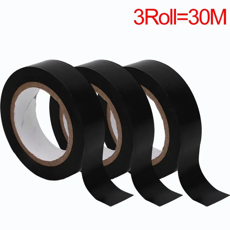Black Electrical Insulation Tape – Waterproof High-Temp PVC, 1–10 Rolls | Gearelo