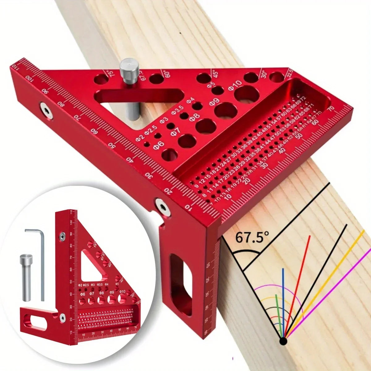 Multi-Angle Carpenter T-Square – Precision Aluminum Scribing Ruler for Woodworking | Gearelo