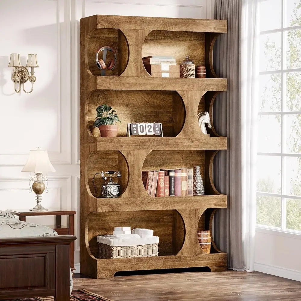 Asymmetrical 4-Tier Bookshelf 71" – Living Room & Home Office Shelf | Gearelo
