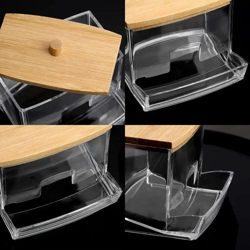 Cotton Swab Storage Box – Transparent Flip Lid Q-Tip Container | Gearelo