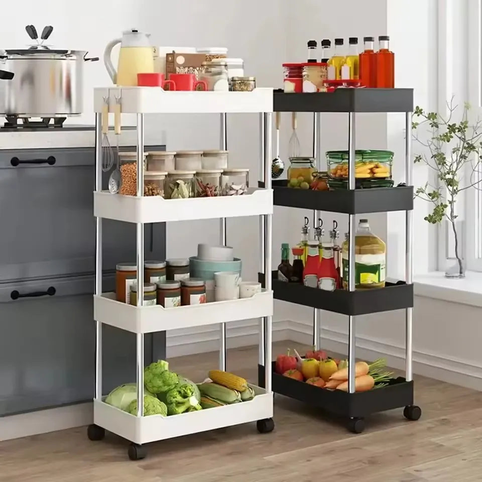Narrow Floor Cabinet – Slim Storage Shelf for Kitchen & Bathroom – light green | Gearelo