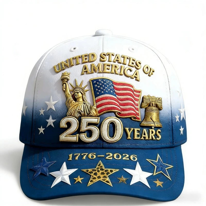 250th Anniversary Patriotic Baseball Cap – 3D Print Statue of Liberty & Liberty Bell | Gearelo