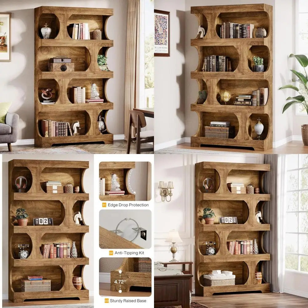 Asymmetrical 4-Tier Bookshelf 71" – Living Room & Home Office Shelf – United States | Gearelo