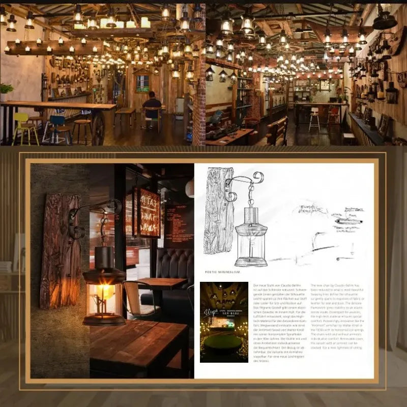 Industrial Wood Wall Sconce – Antique Rustic Lamp with Wood Accent | Gearelo