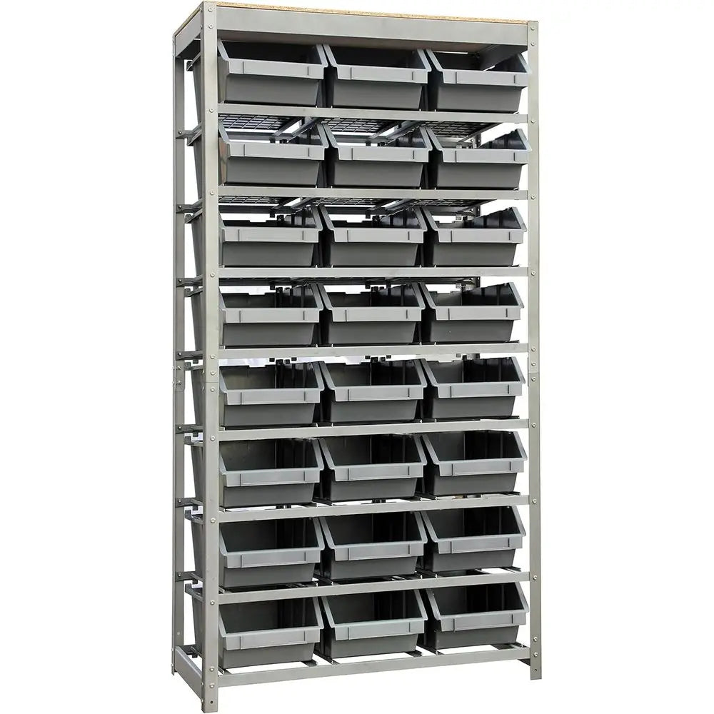 Heavy Duty Bin Rack Storage System – Steel Shelving with Plastic Bins | Gearelo