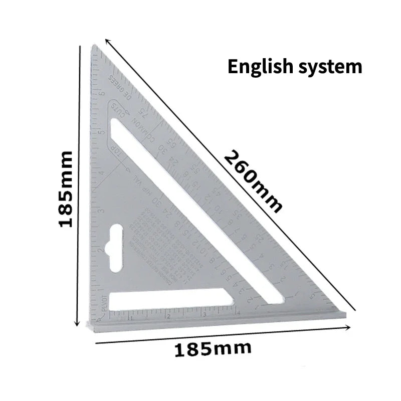 Aluminum Speed Square 7" – Carpenter Triangle Ruler, Inch & Metric | Gearelo