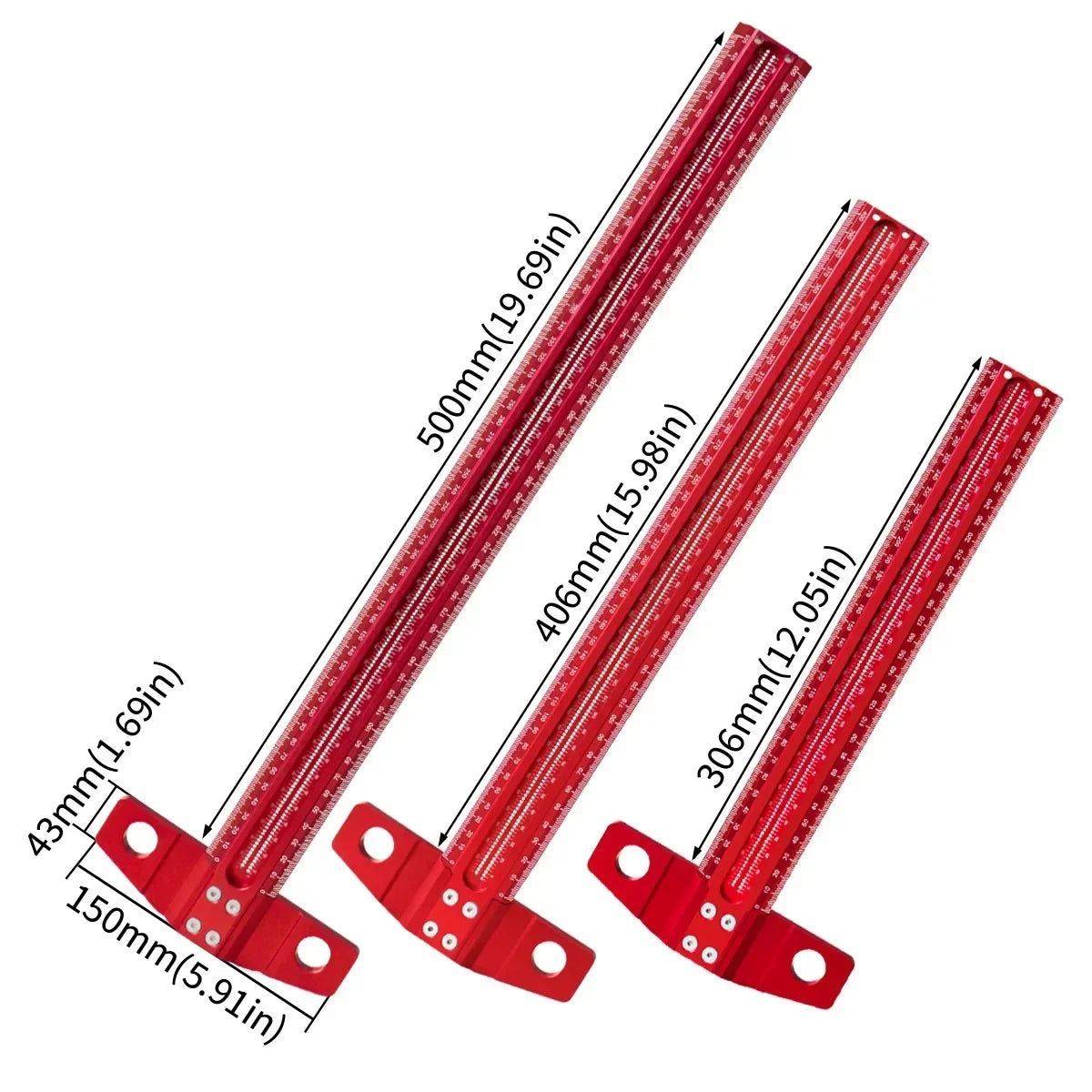 Aluminum Woodworking Marking T-Ruler – Precision Scribing Gauge, 60–500mm | Gearelo