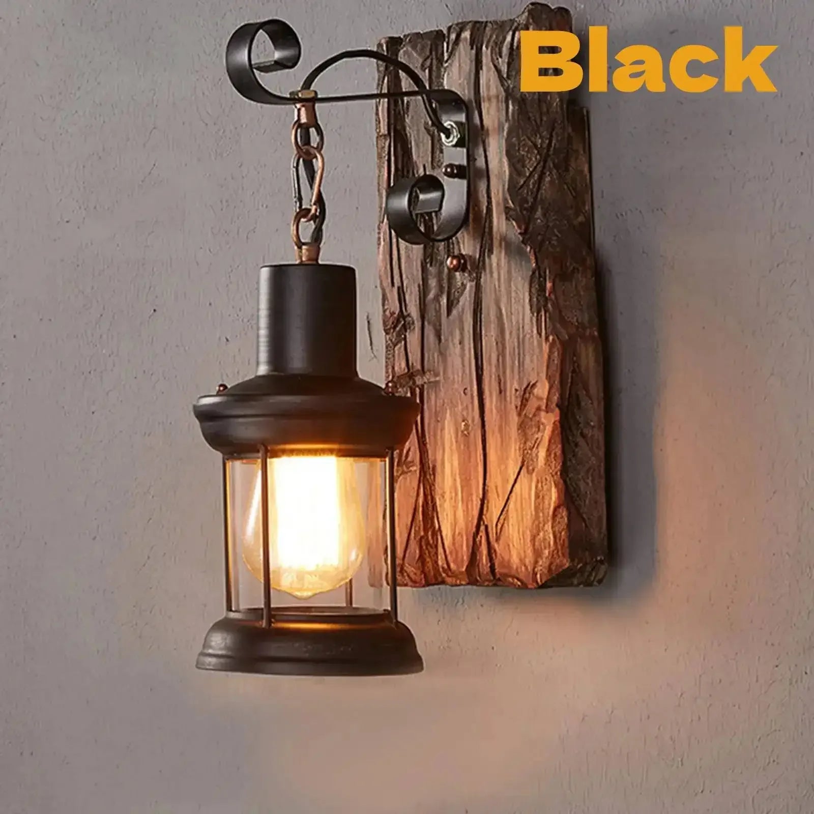Industrial Wood Wall Sconce – Antique Rustic Lamp with Wood Accent | Gearelo