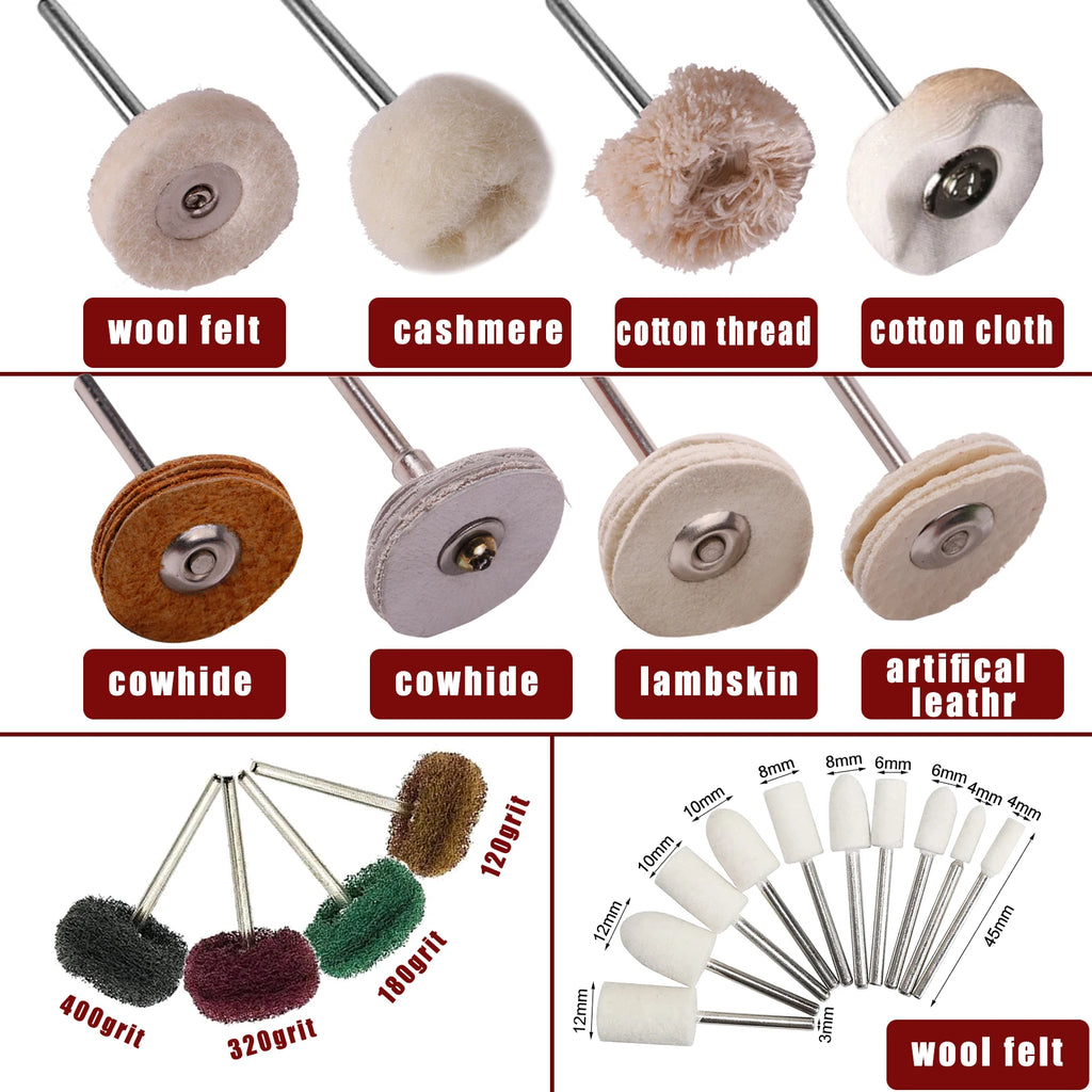 Dremel Polishing Wheel Set – Cotton, Wool & Felt Buffing Bits for Rotary Tools | Gearelo