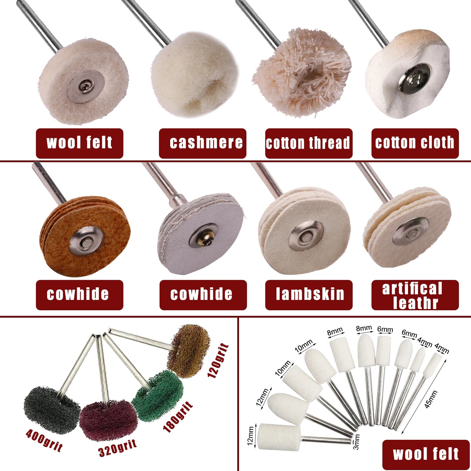 Dremel Polishing Wheel Set – Cotton, Wool & Felt Buffing Bits for Rotary Tools | Gearelo