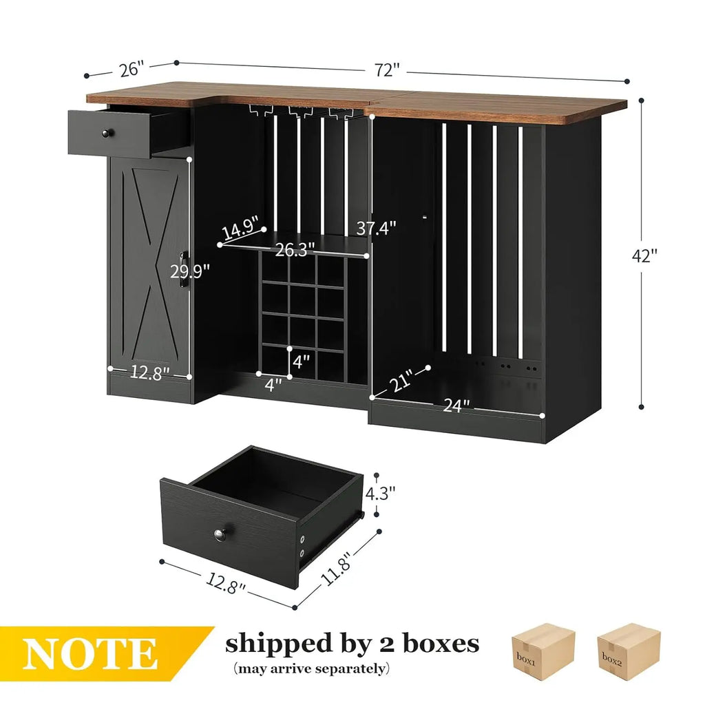 U-Shape Liquor Cabinet with Bar Table – Wine Rack & Glass Holder | Gearelo