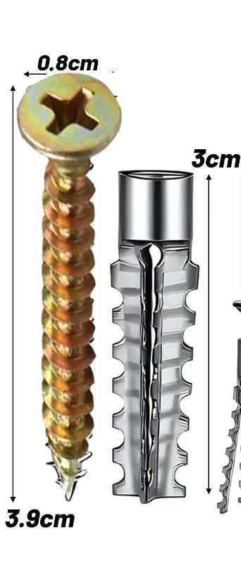 Hollow Wall Anchor Kit – 6/8mm Metal Expansion Screws & Plastic Plugs | Gearelo