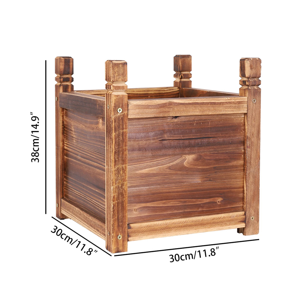 Wooden Raised Flower Bed Planter – Indoor/Outdoor Vegetable & Herb Box – Dark Brown S | Gearelo