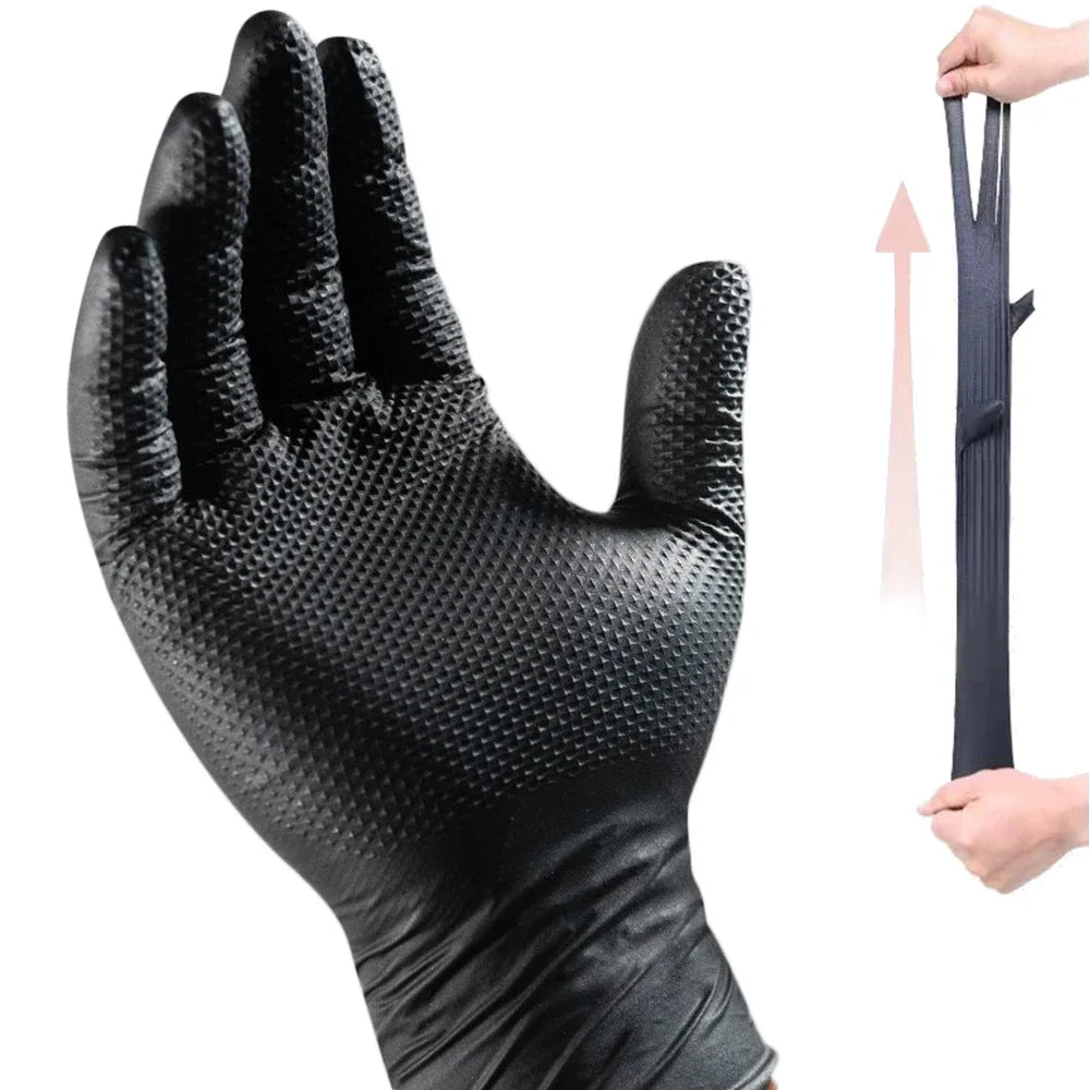 Heavy Duty Nitrile Gloves 8-Mil – Extra Thick Mechanic & Garden – Black- 30pcs | Gearelo