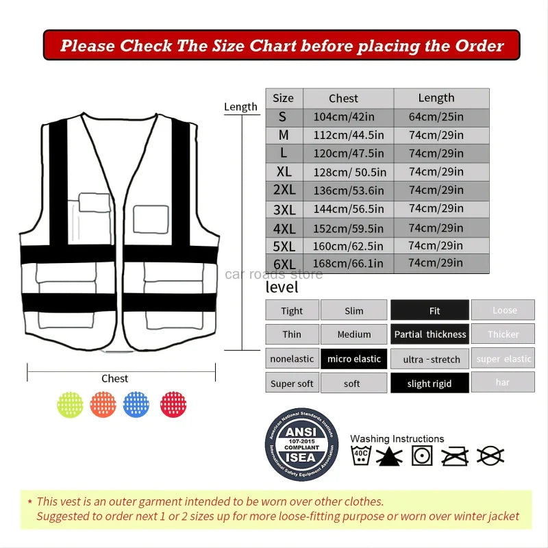 Reflective Safety Vest – ANSI/ISEA Hi-Vis with Zipper Front & Pockets | Gearelo