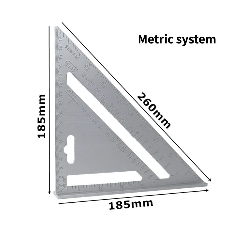 Aluminum Speed Square 7" – Carpenter Triangle Ruler, Inch & Metric | Gearelo