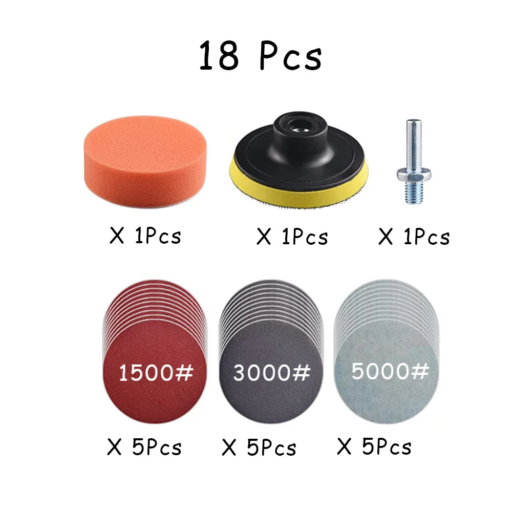 Car Headlight Restoration Kit – 3" Sanding & Polishing Pad Set, 15–65pc | Gearelo