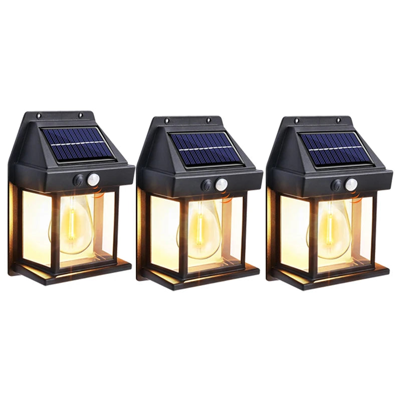 Solar Motion Sensor Outdoor Wall Light – Filament LED Garden Lamp, 1–4pc | Gearelo