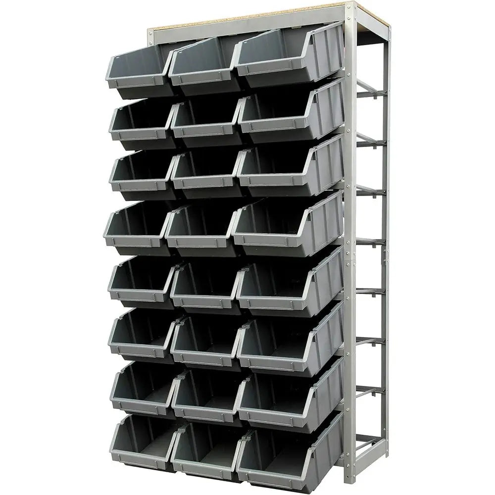 Heavy Duty Bin Rack Storage System – Steel Shelving with Plastic Bins | Gearelo