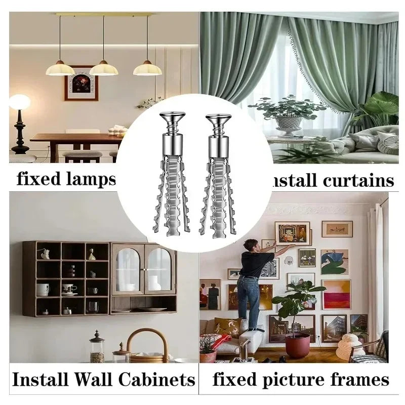 Hollow Wall Anchor Kit – 6/8mm Metal Expansion Screws & Plastic Plugs – 8mm | Gearelo