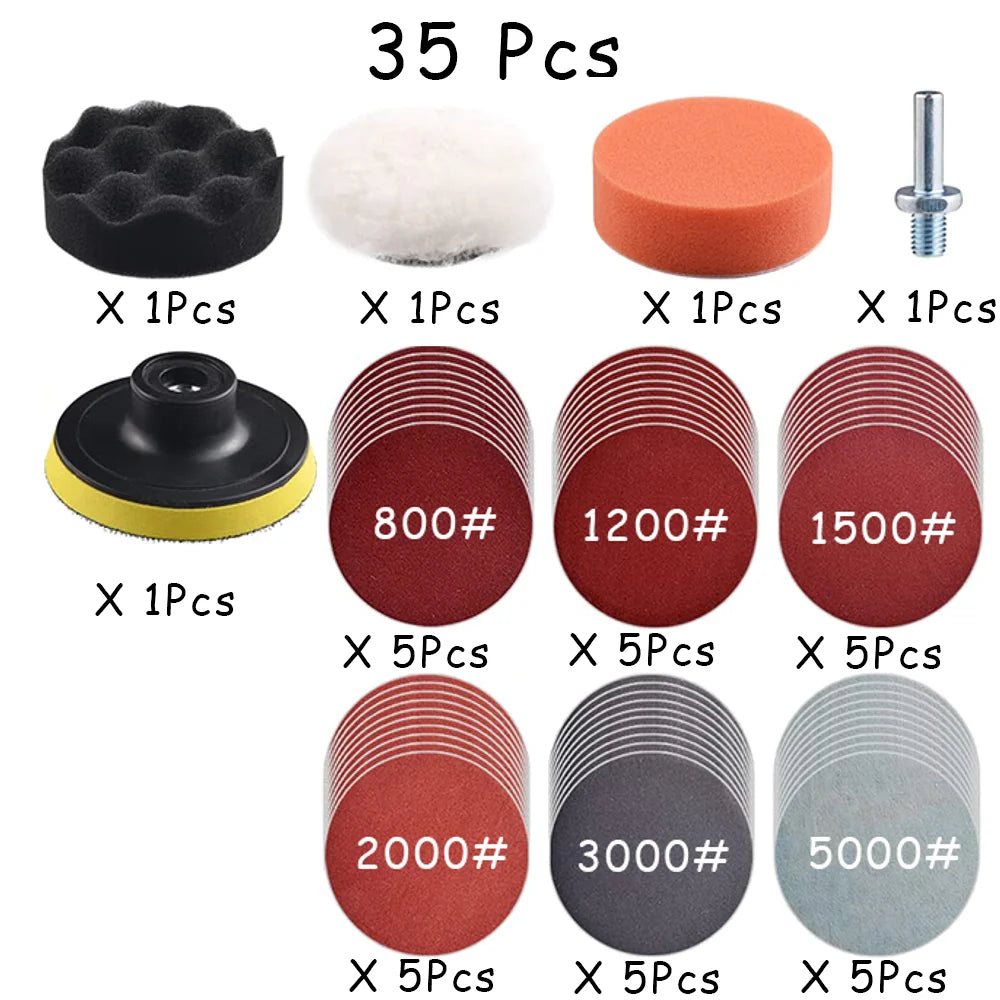 Car Headlight Restoration Kit – 3" Sanding & Polishing Pad Set, 15–65pc | Gearelo