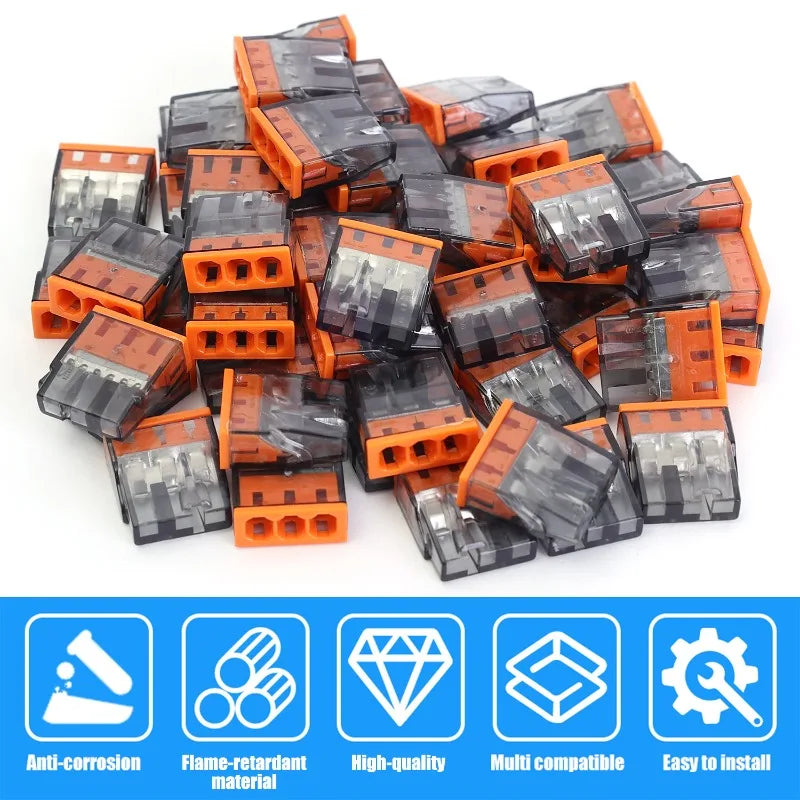 Quick-Lock Wire Connectors – 3-Hole Electrical Splice Terminals – 30PCS | Gearelo