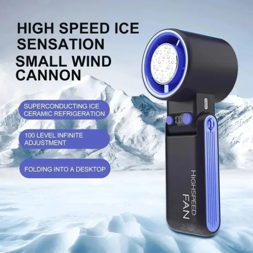 Bladeless Ice Cooling Handheld Fan – 100 Speeds, USB Rechargeable – A | Gearelo