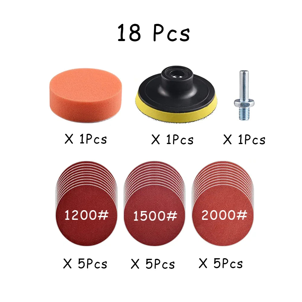 Car Headlight Restoration Kit – 3" Sanding & Polishing Pad Set, 15–65pc | Gearelo