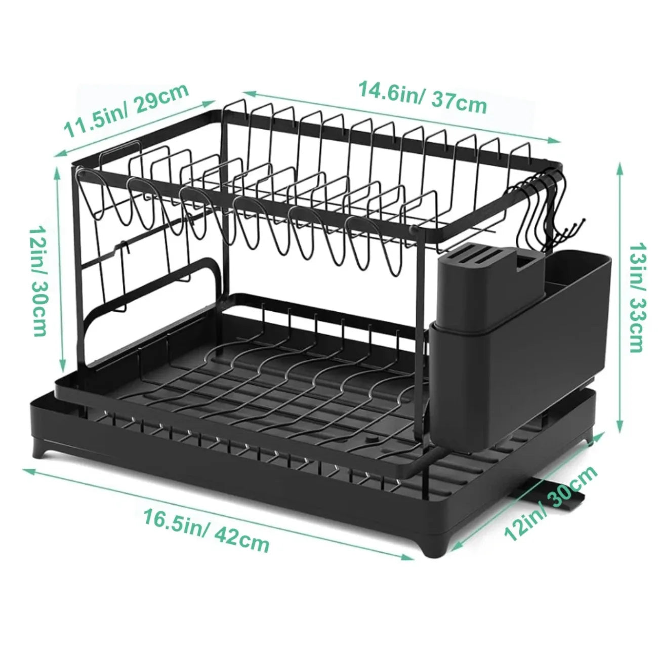 2-Tier Rotating Dish Drying Rack – 360° Swivel with Drainboard | Gearelo