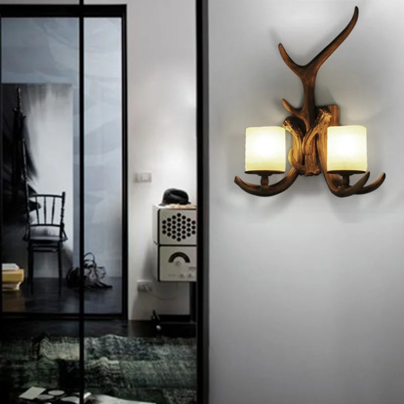 Retro Deer Horn LED Wall Lamp – Antler Light for Living Room – A | Gearelo
