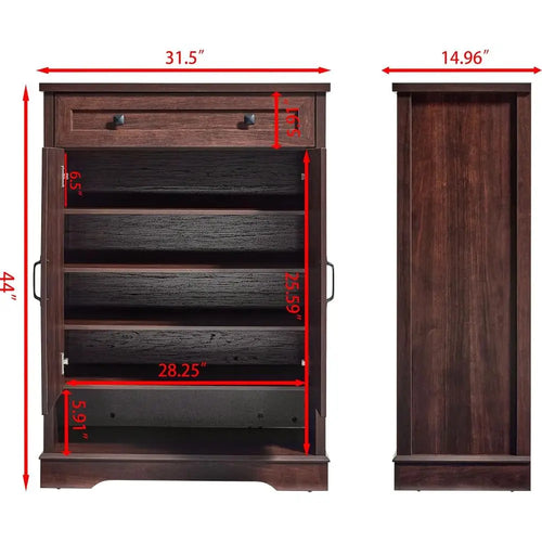 5-Tier Narrow Shoe Cabinet – Cherry Wood Finish for Entryway & Hallway | Gearelo